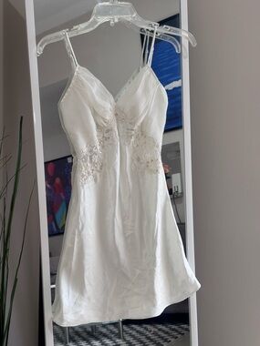 Victoria’s Secret Ivory Satin Slip Dress Petite Lace Y2K